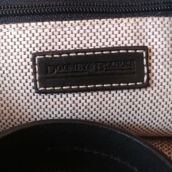 Dooney & Bourke DB Triangle Quilt Pattern Canvas & Leather Small Baguette. - Picture 9 of 11